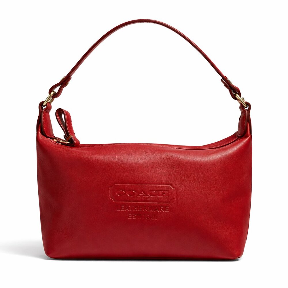 Coach Vintage Y2K Leatherware Est 1941 Red Smooth Leather‎ Hobo Mini Bag Hangtag